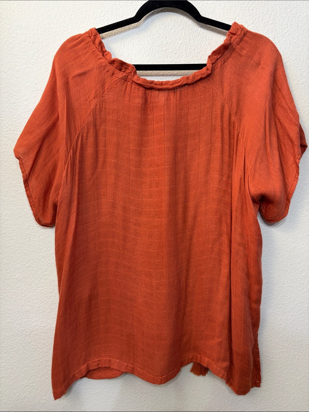 Embroidered Rust Boho Peasant Top - Picture 6 of 8